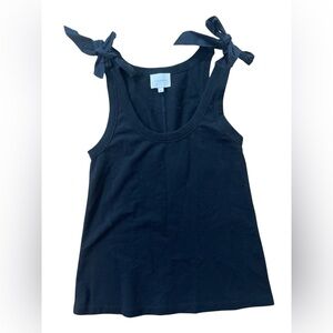 Sundays Black Shoulder Tie Tank Top